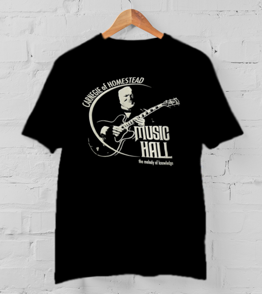 Carnegie Homestead Music Hall Stencil Archtop Guitar Sketch T-Shirt