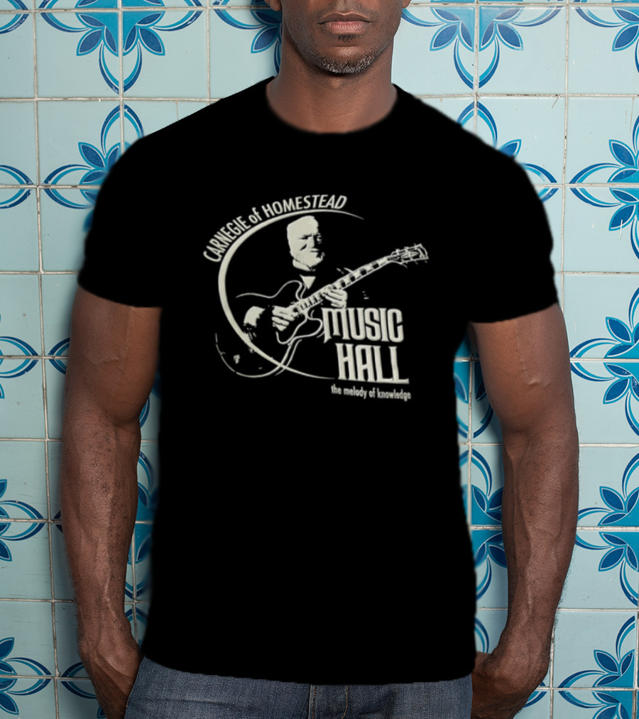 Carnegie Homestead Music Hall Stencil Archtop Guitar Sketch T-Shirt