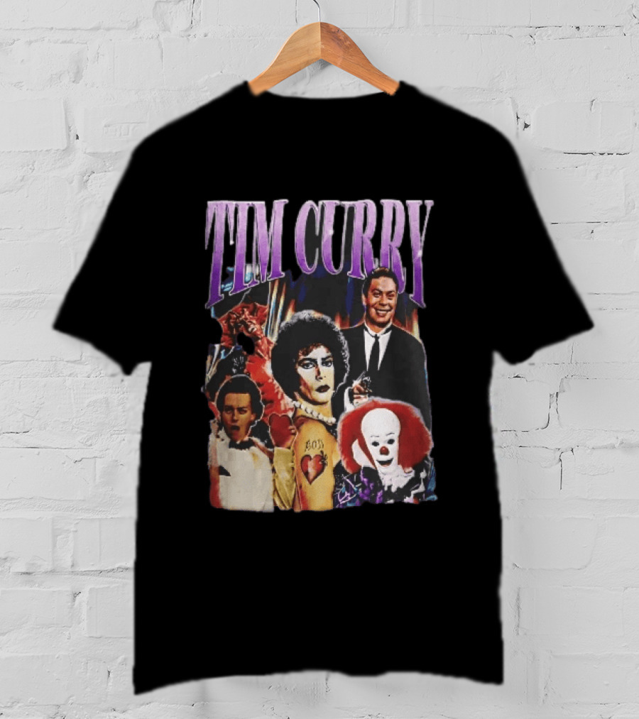 Tim Curry Dr Frank And Furter Pennywise Darkness Wadsworth Movie Roles Collage T-Shirt
