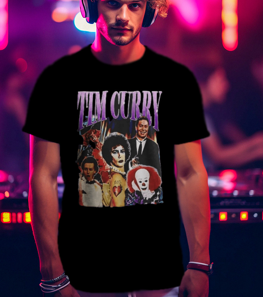 Tim Curry Dr Frank And Furter Pennywise Darkness Wadsworth Movie Roles Collage T-Shirt