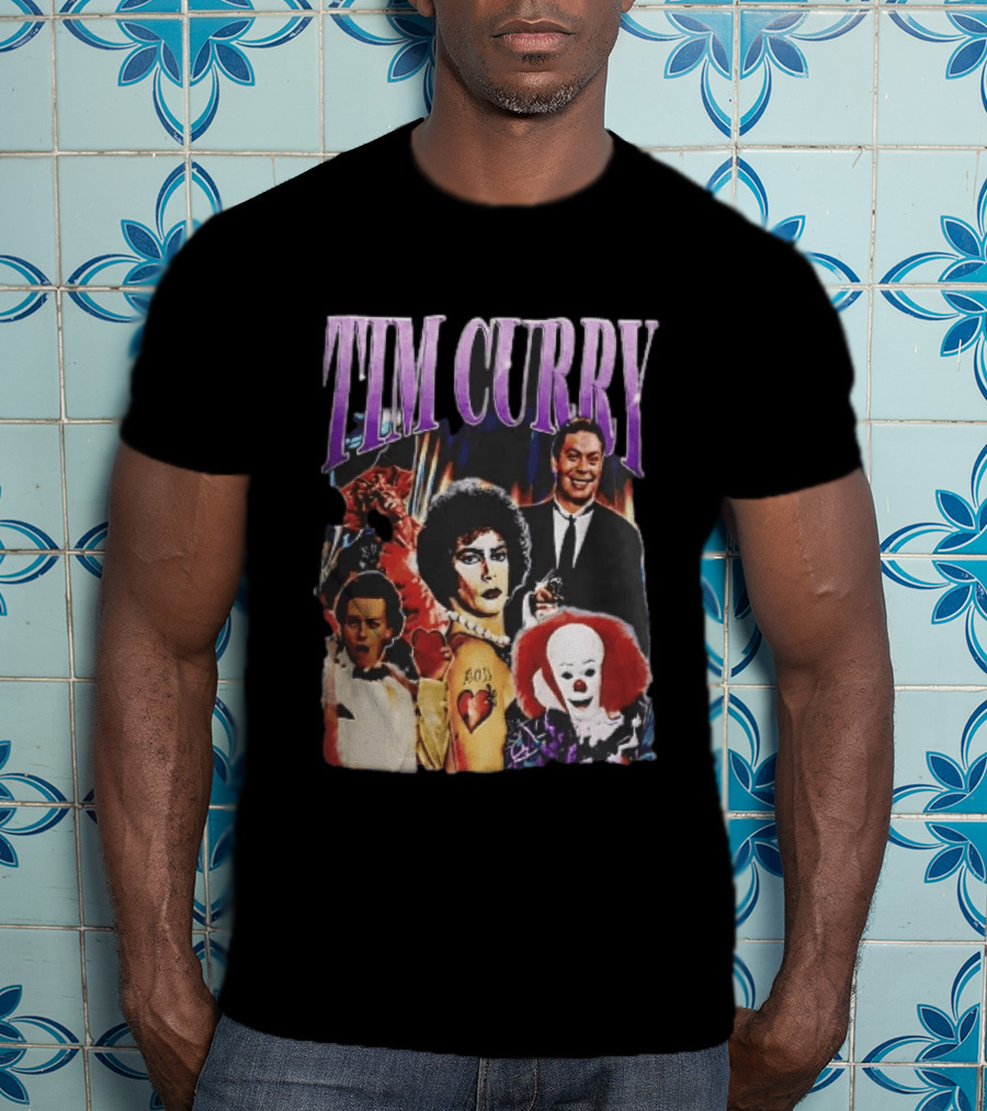 Tim Curry Dr Frank And Furter Pennywise Darkness Wadsworth Movie Roles Collage T-Shirt