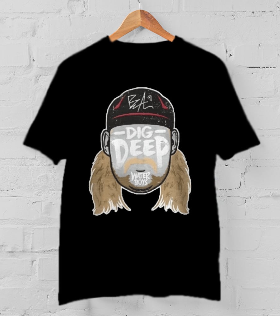 Waterboys Dig Deep Chris Long Mullet Mustache Cap Caricature T-Shirt