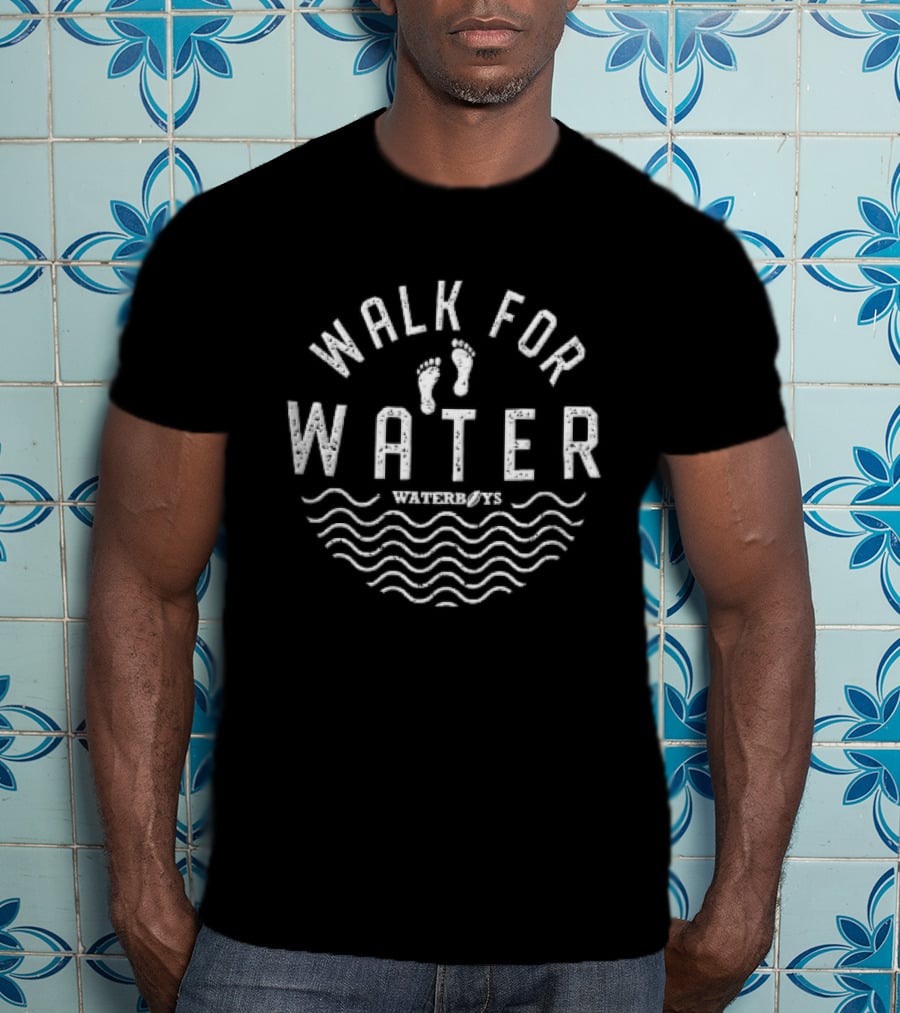 Walk For Water Bare Footprints Distressed Waves Campaign T-Shirt