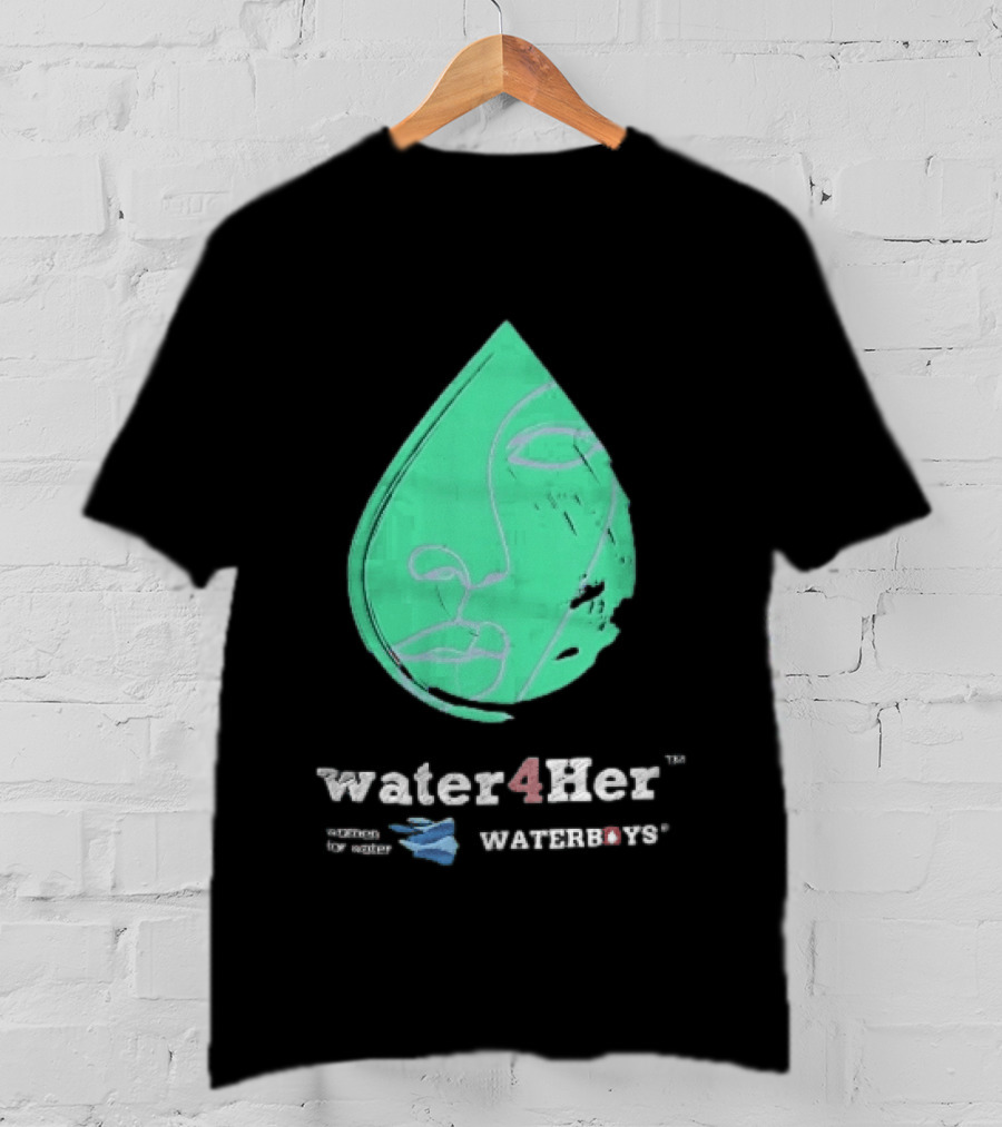Water4Her Waterboys Green Waterdrop Line Face Women For Water T-Shirt