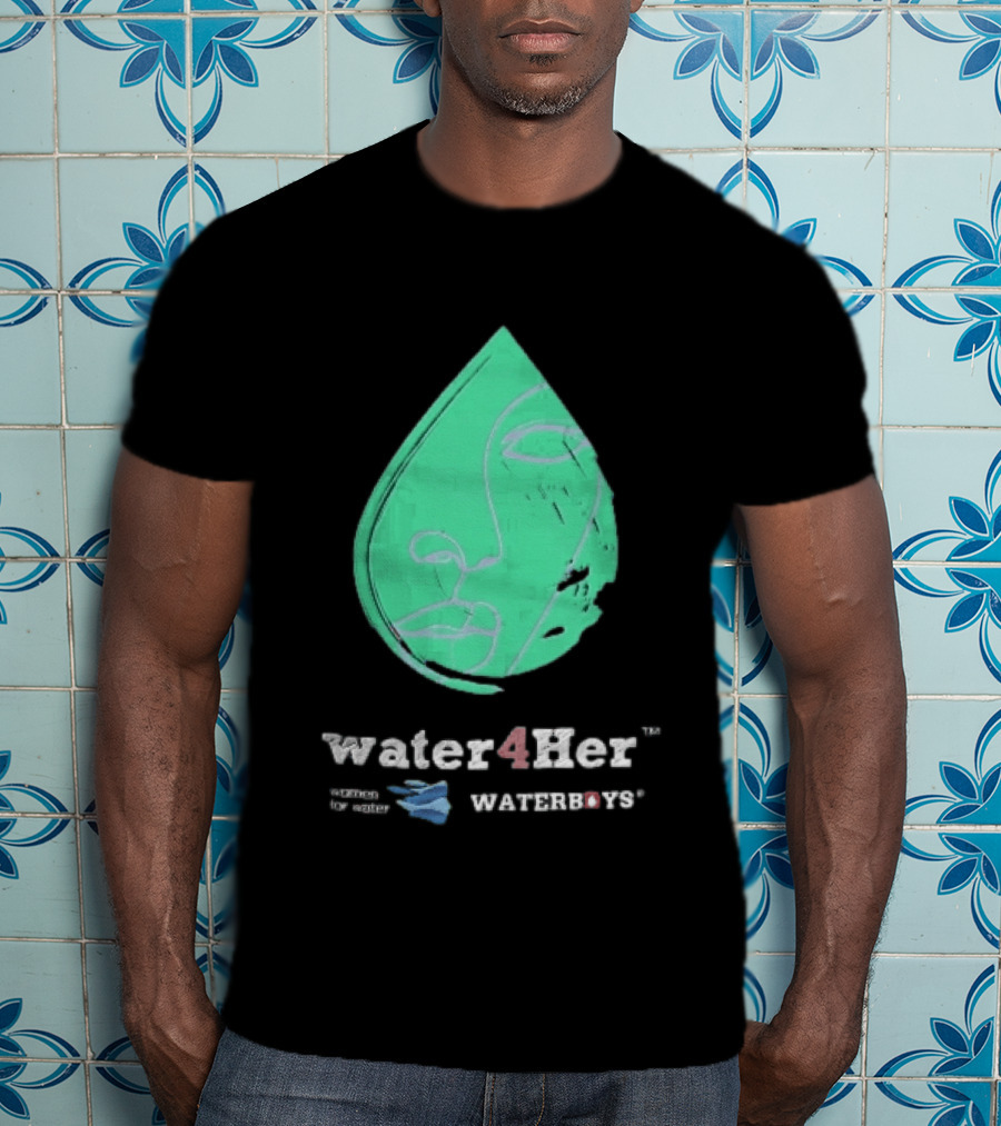 Water4Her Waterboys Green Waterdrop Line Face Women For Water T-Shirt