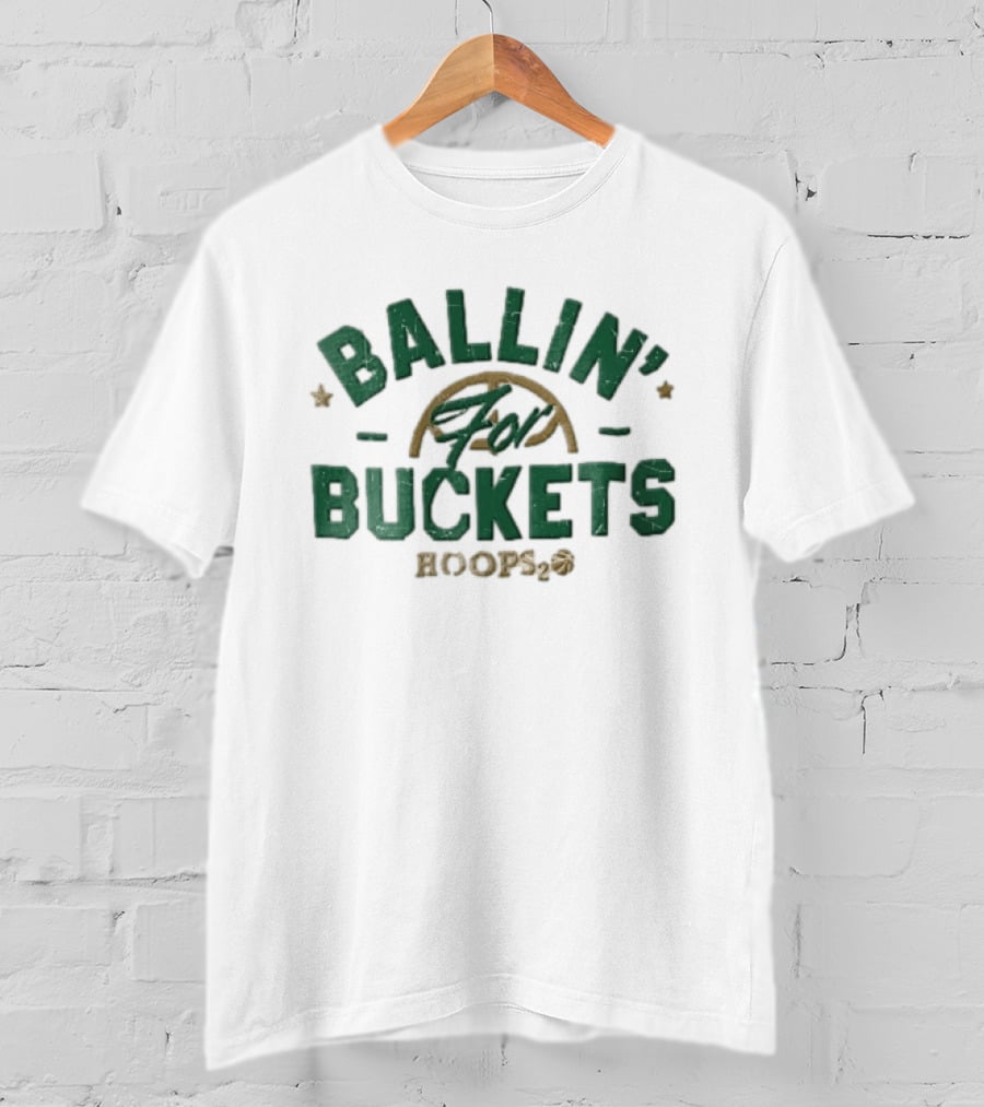 Ballin' For Buckets Hoops2o Distressed Basketball Rim Water Drop Stars T-Shirt