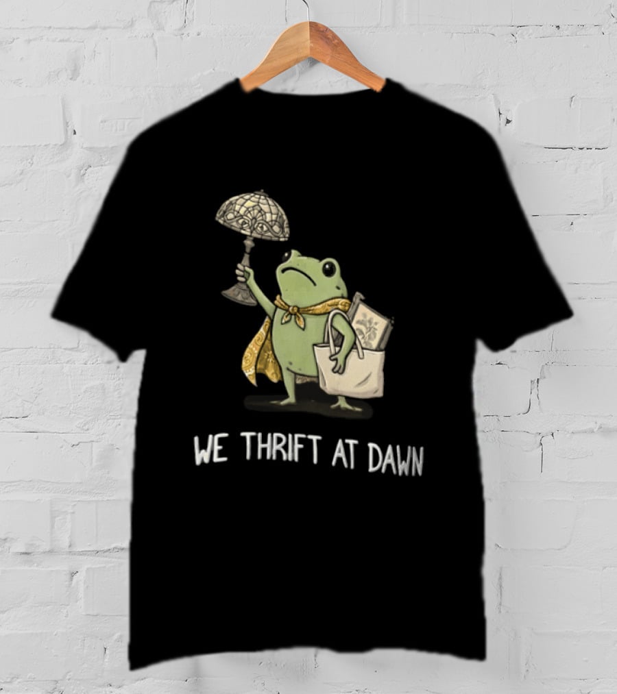 We Thrift At Dawn Frog Holding Stained Glass Lamp Scarf And Bag T-Shirt
