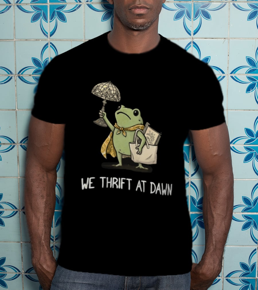 We Thrift At Dawn Frog Holding Stained Glass Lamp Scarf And Bag T-Shirt
