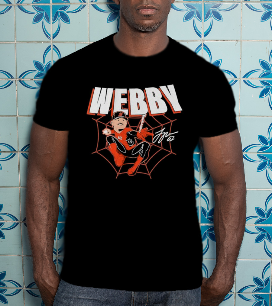 WEBBY Spider Web Baseball Player 62 Red Jersey Signature T-Shirt