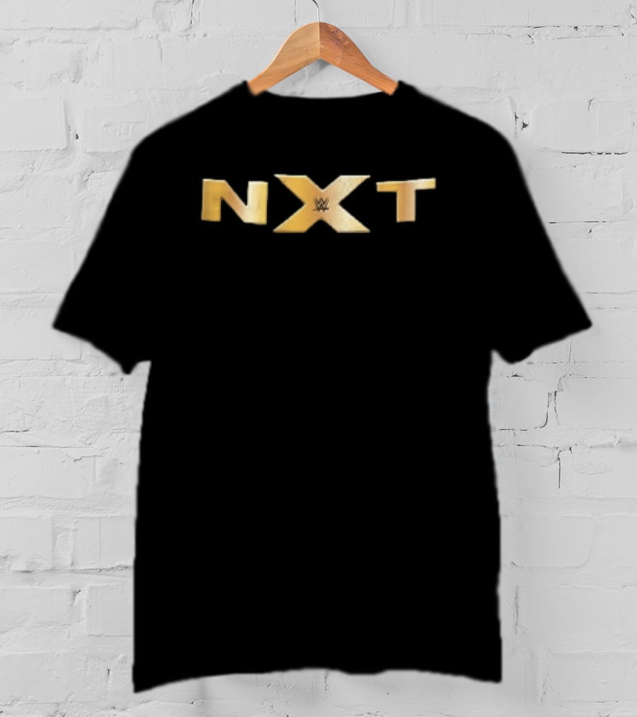 WWE NXT Gold Metallic 3D Lettering Black T-Shirt