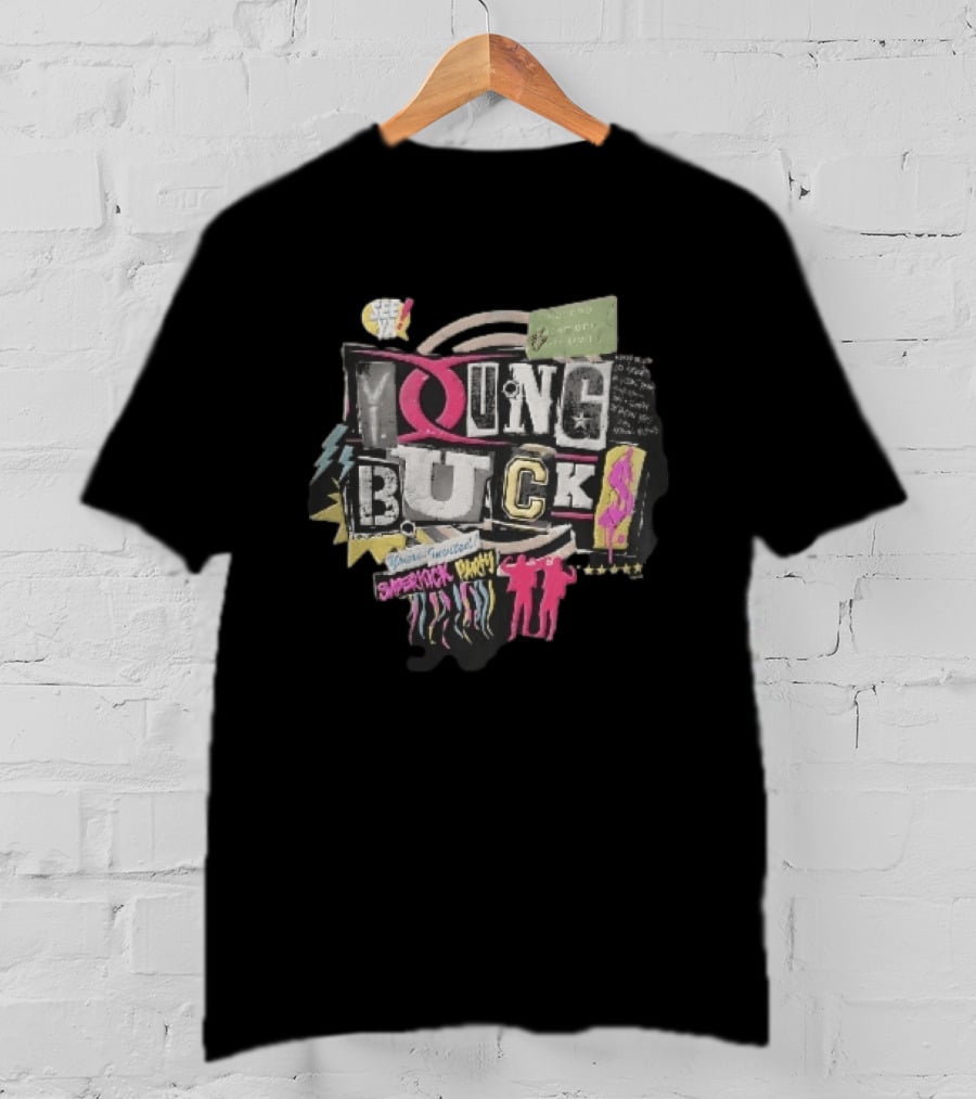 Young Bucks See Ya Rancho Cucamonga Superkick Party Matt Jackson Nick Jackson Distressed Collage T-Shirt