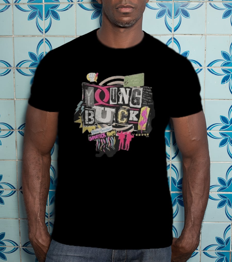 Young Bucks See Ya Rancho Cucamonga Superkick Party Matt Jackson Nick Jackson Distressed Collage T-Shirt