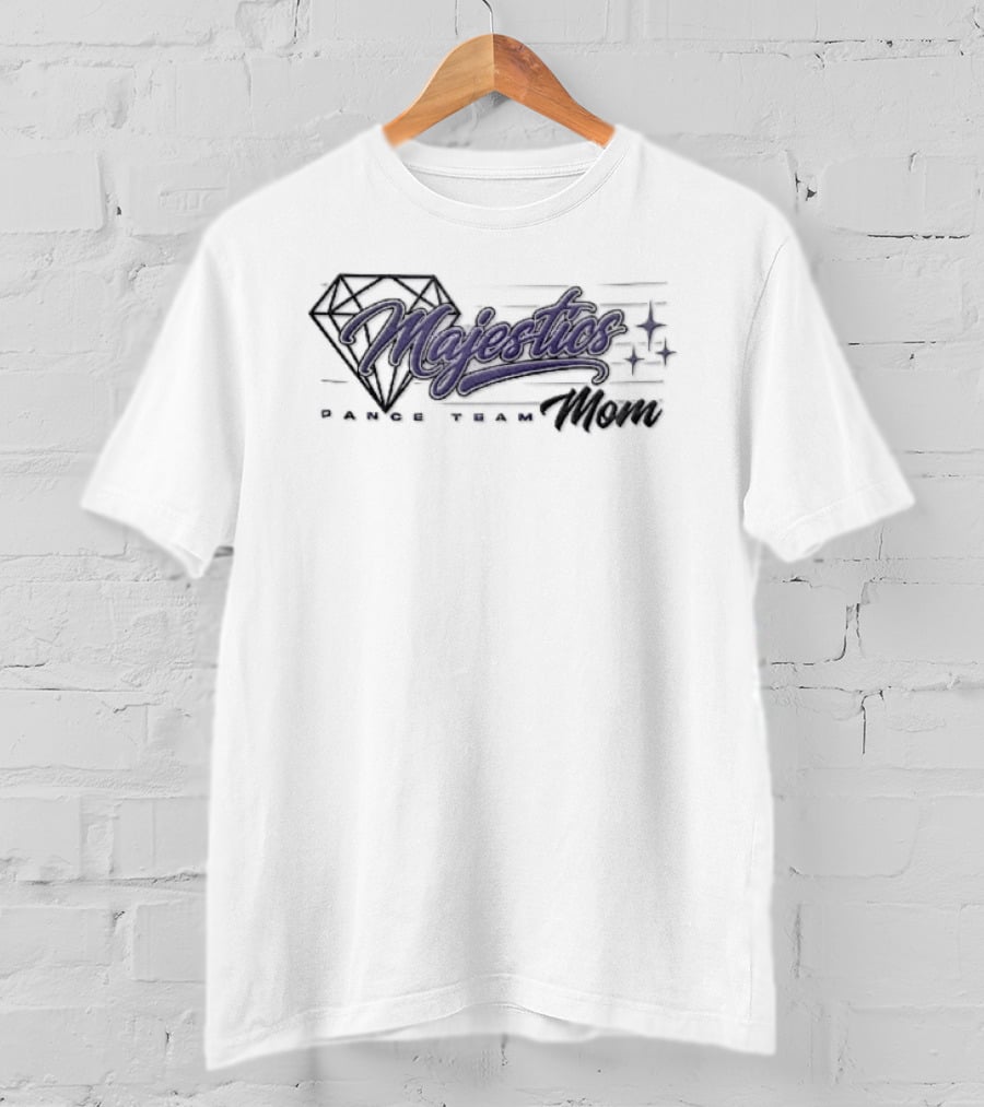 Majestics Dance Team Mom Diamond Line Sparkles Purple Script T-Shirt