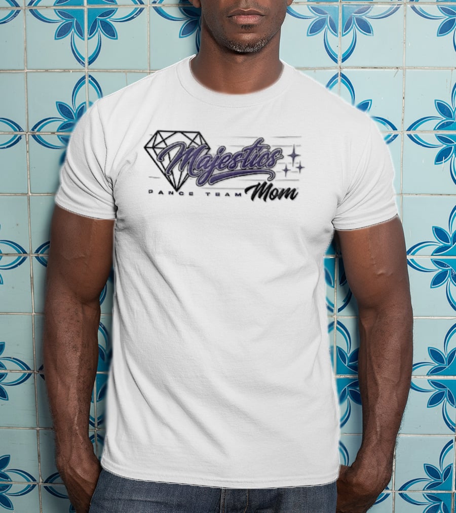 Majestics Dance Team Mom Diamond Line Sparkles Purple Script T-Shirt