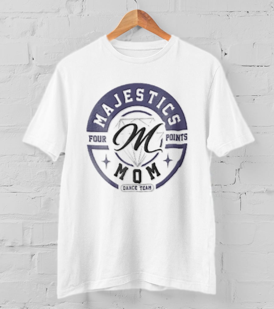 Majestics Mom Dance Team Cursive M Diamond Circle T-Shirt