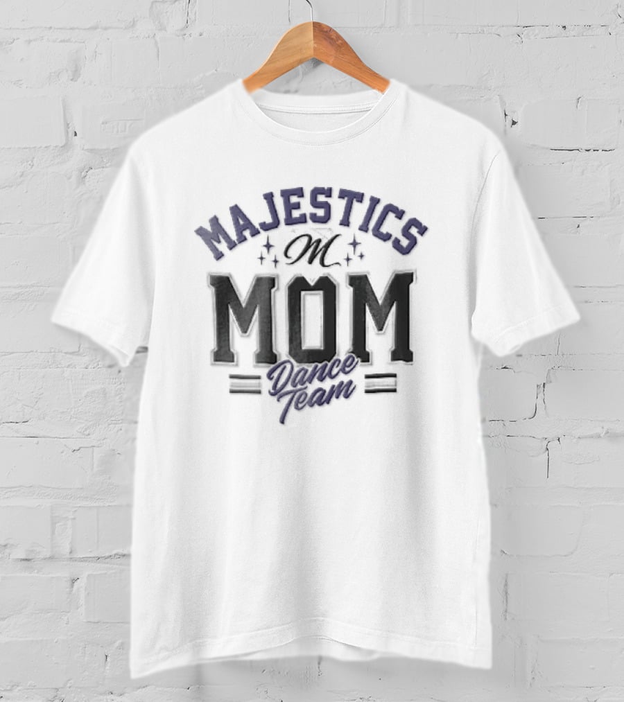Majestics Mom Dance Team Sparkling Script Letter M T-Shirt