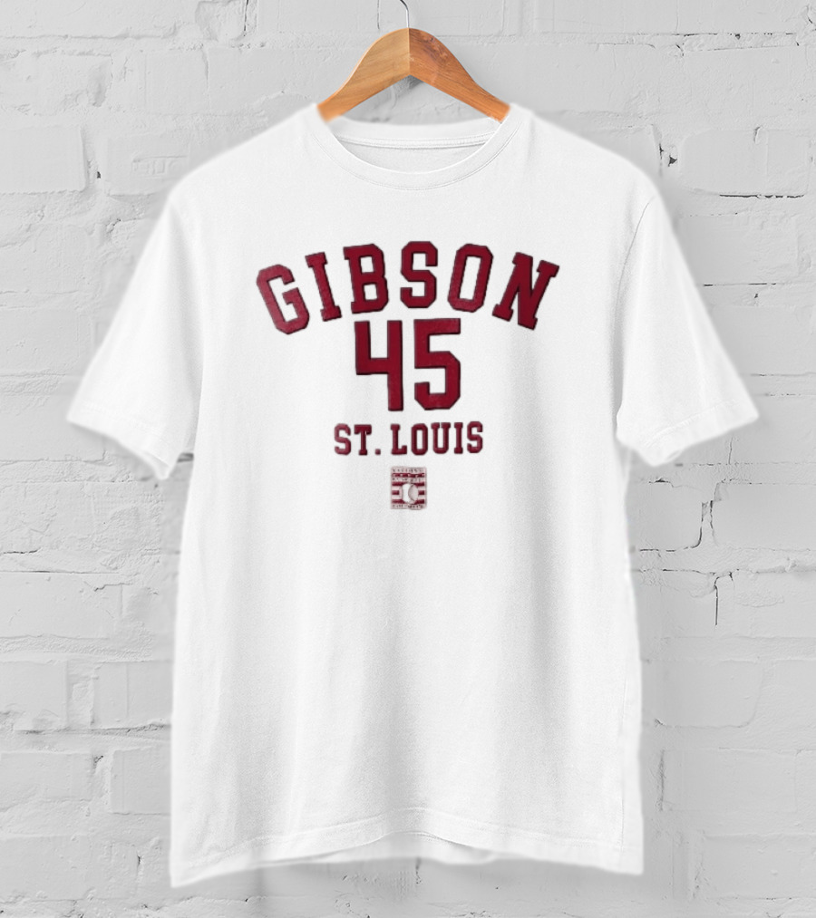 Gibson 45 St Louis Baseball Hall Of Fame 50th Anniversary T-Shirt