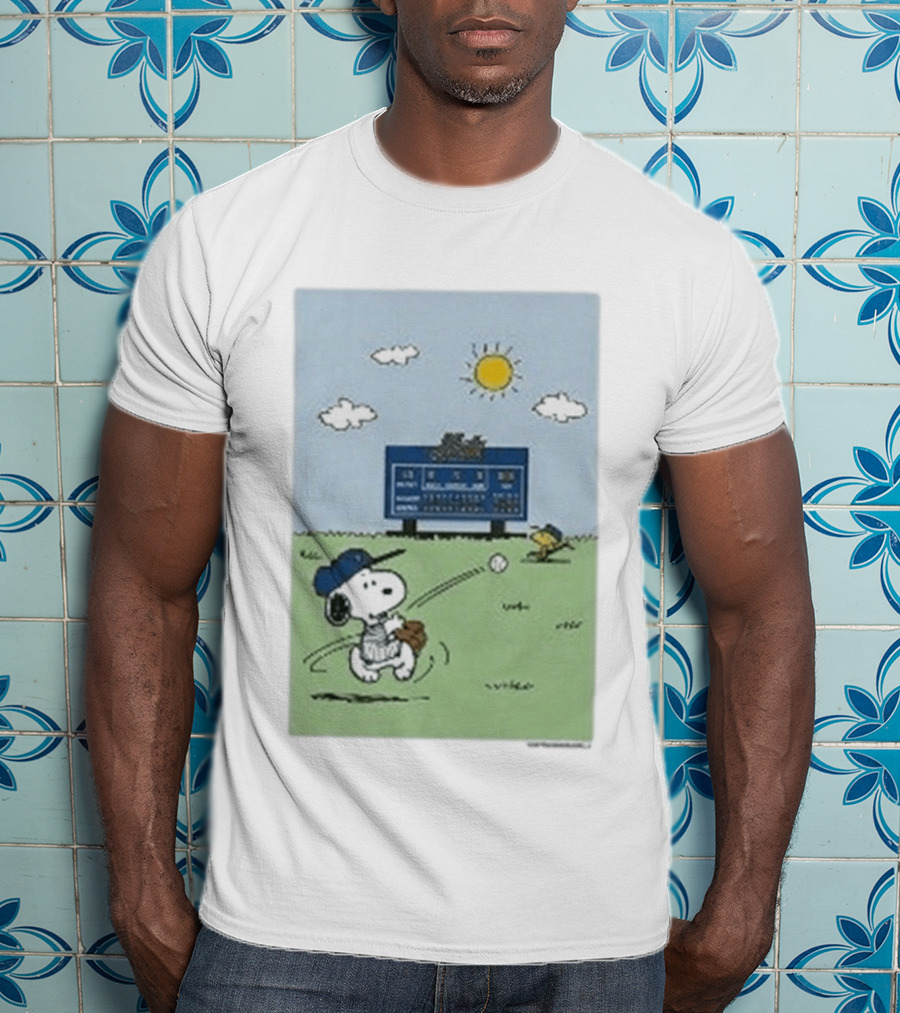 New York Mets Snoopy Peanuts Baseball Collaboration T-Shirt