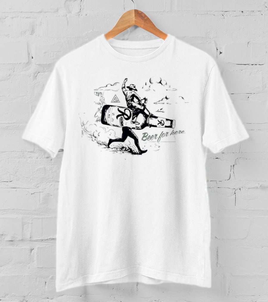Rainier Beer Cowboy Riding Bottle For Here T-Shirt