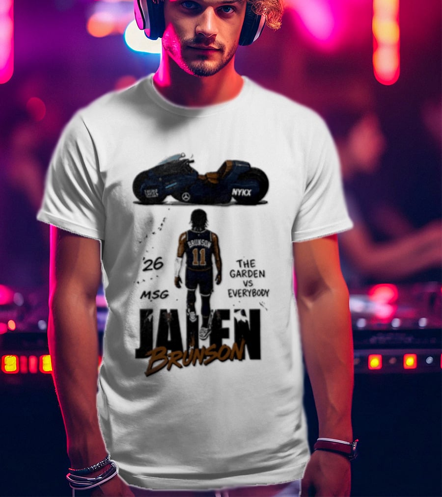 Jalen Brunson 26 The Garden NYKX MSG Vs Everybody Akira Motorcycle T-Shirt