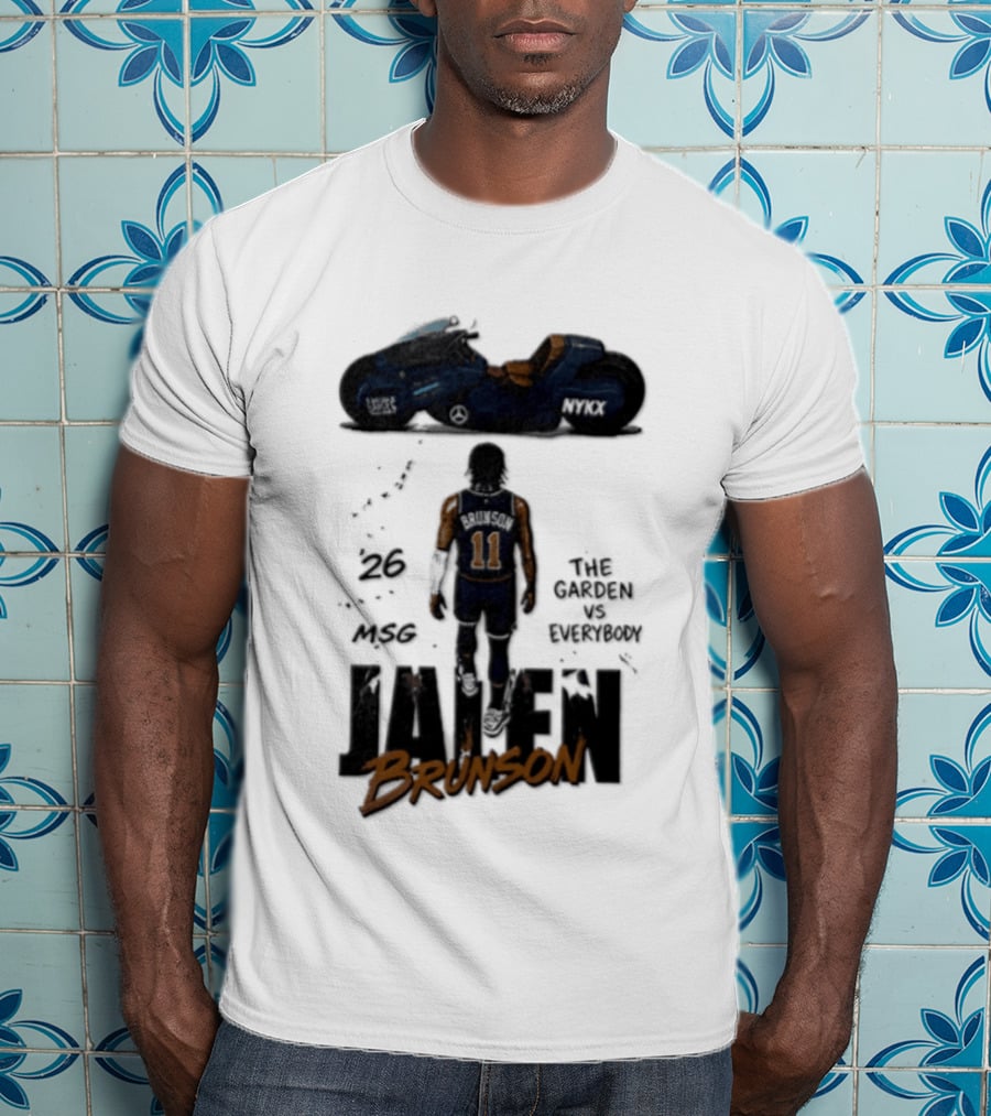 Jalen Brunson 26 The Garden NYKX MSG Vs Everybody Akira Motorcycle T-Shirt