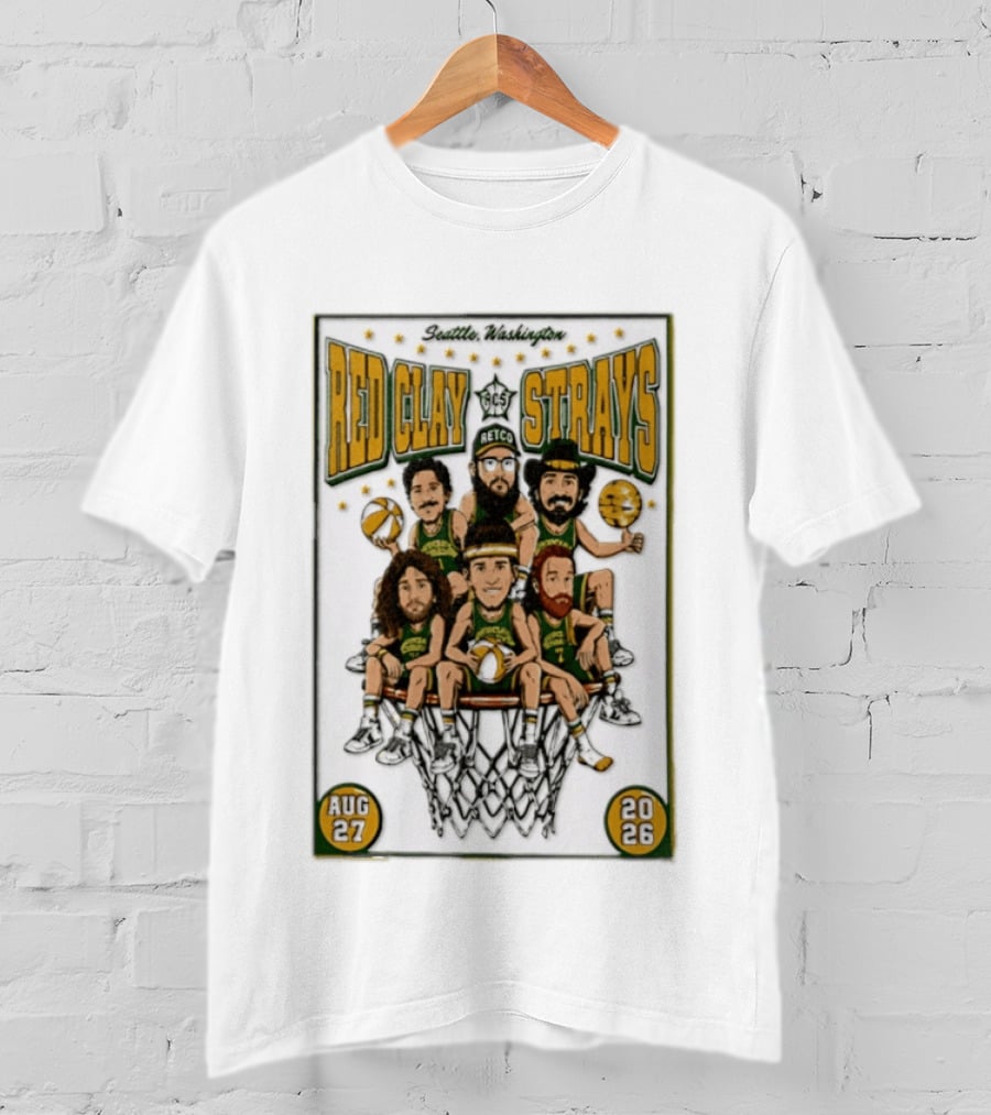 Seattle Washington Aug 27 2026 Red Clay Strays Basketball Tour T-Shirt