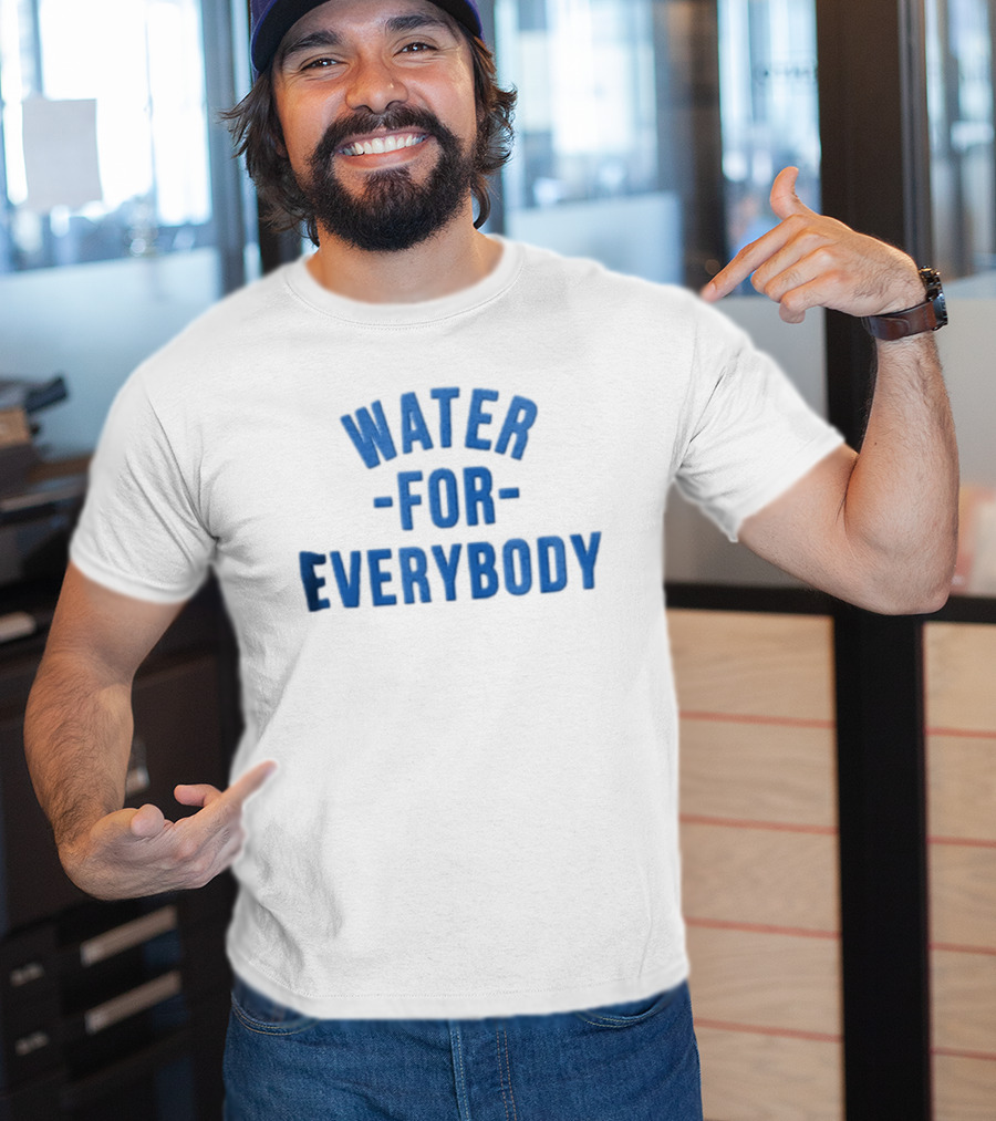Water For Everybody Blue Arched Stacked Lettering T-Shirt