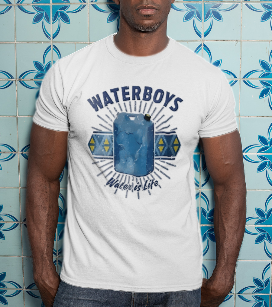 Waterboys Water Is Life Blue Container Geometric Sunburst T-Shirt