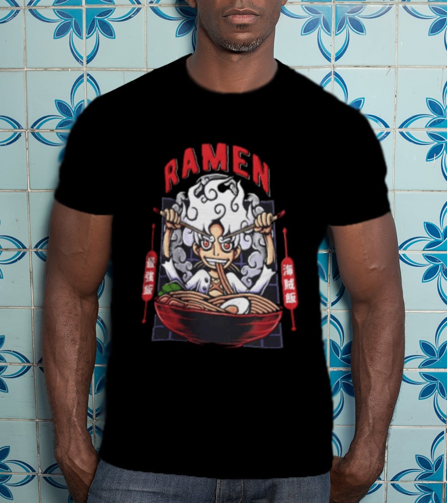 Ramen Pirate With Chopsticks Eating Noodles Anime T-Shirt