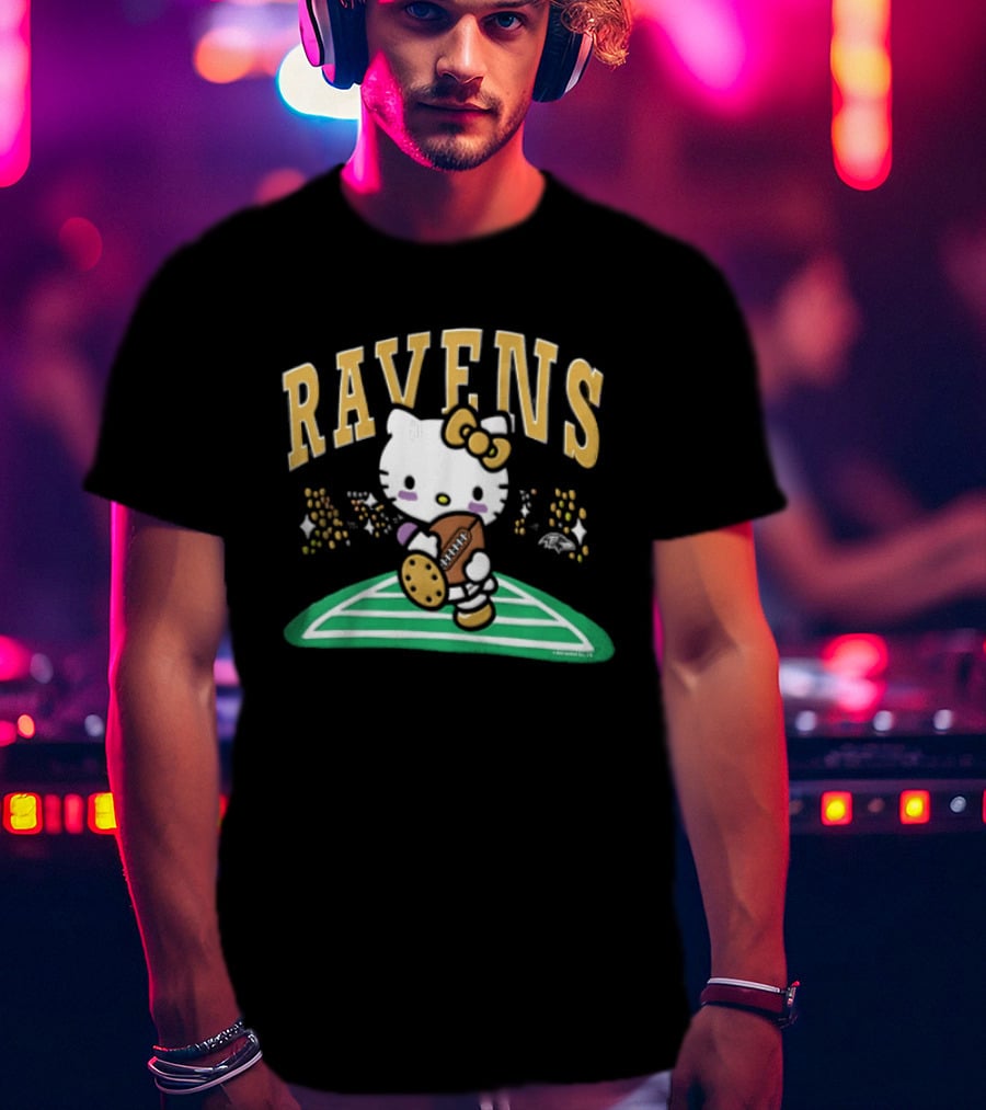Hello Kitty Baltimore Ravens Football Collaboration T-Shirt