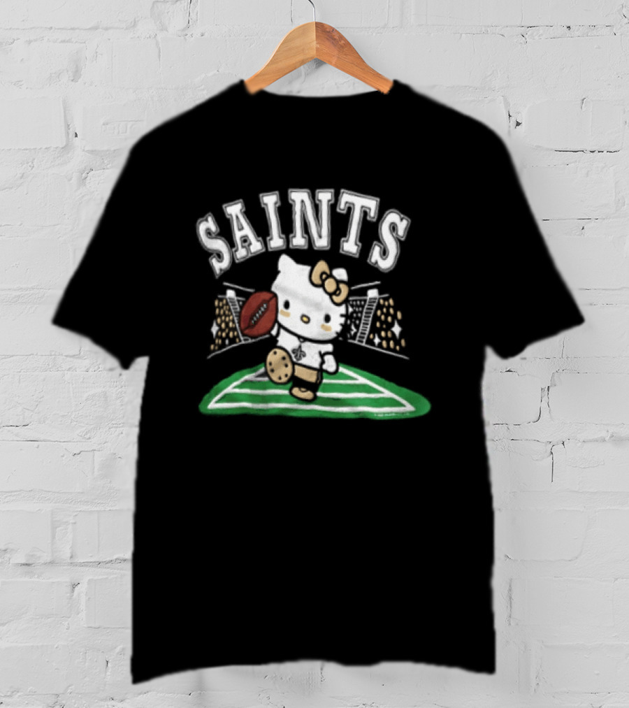 Hello Kitty New Orleans Saints Football Mascot Fan Gear T-Shirt