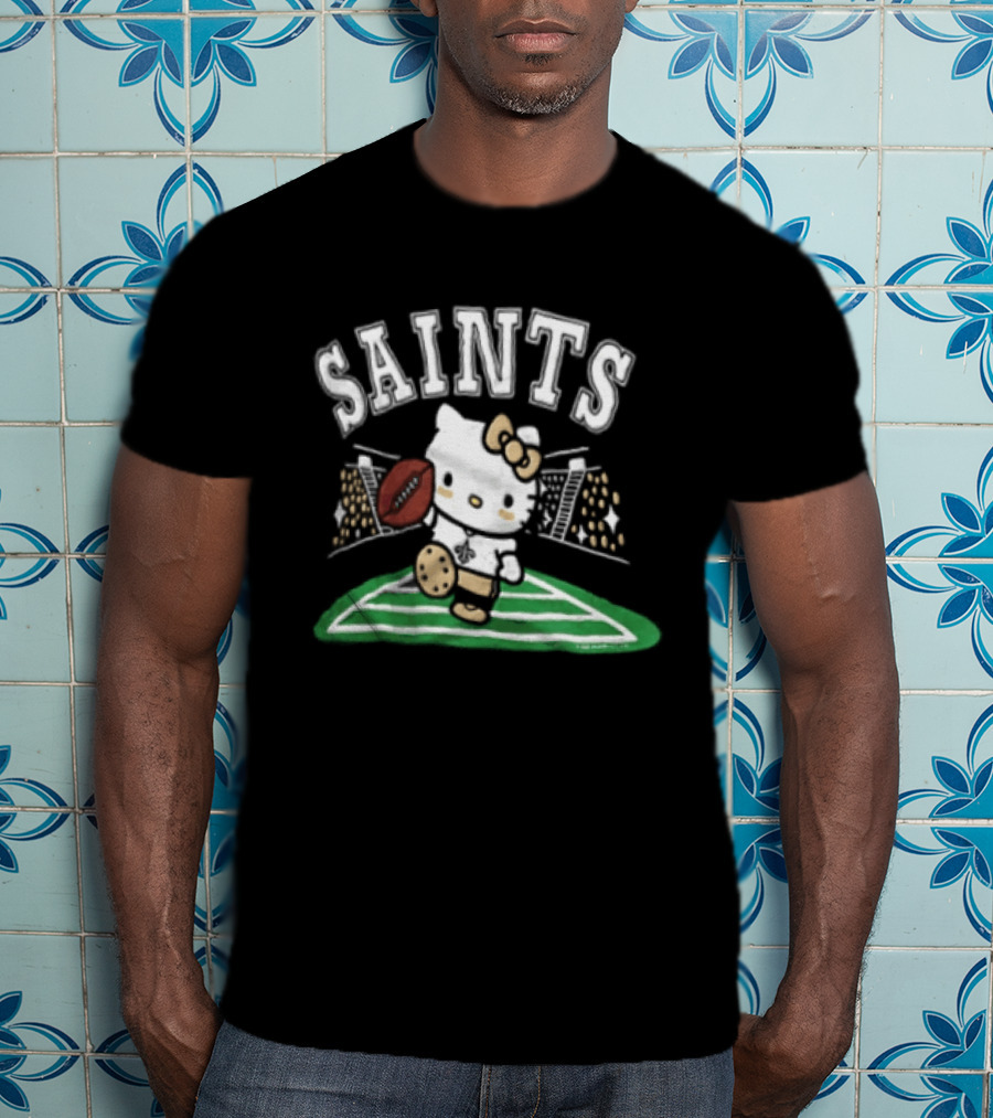 Hello Kitty New Orleans Saints Football Mascot Fan Gear T-Shirt