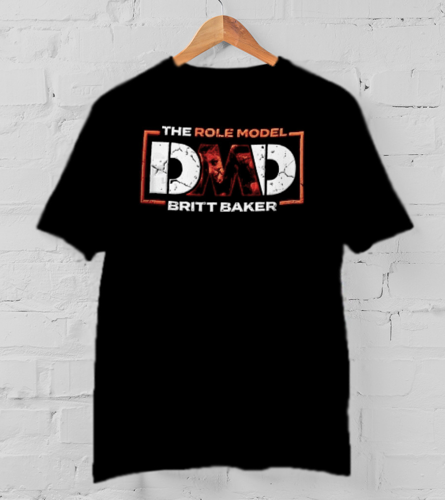 The Role Model DMD Britt Baker Wrestler Photo Inset Orange Box Frame Stencil T-Shirt