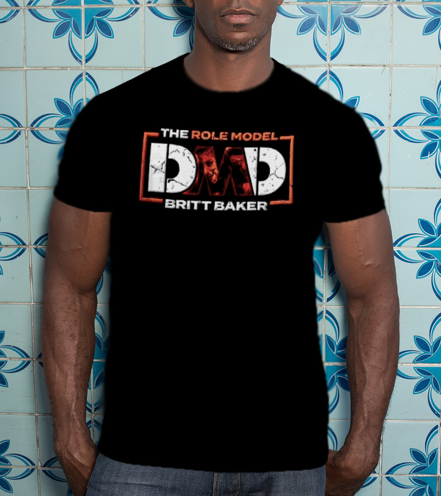 The Role Model DMD Britt Baker Wrestler Photo Inset Orange Box Frame Stencil T-Shirt