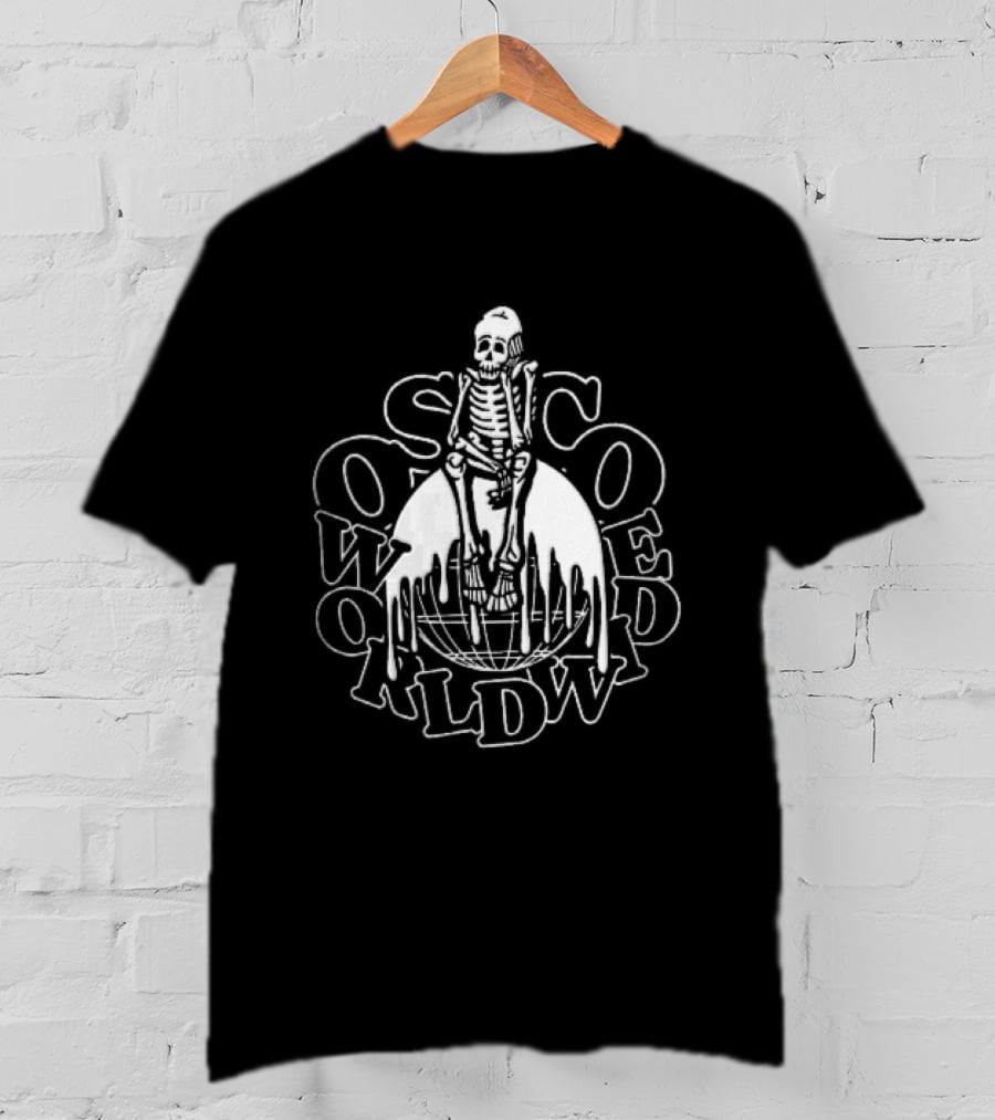 So So Coed Worldwide Skeleton On Dripping Globe KLDW T-Shirt