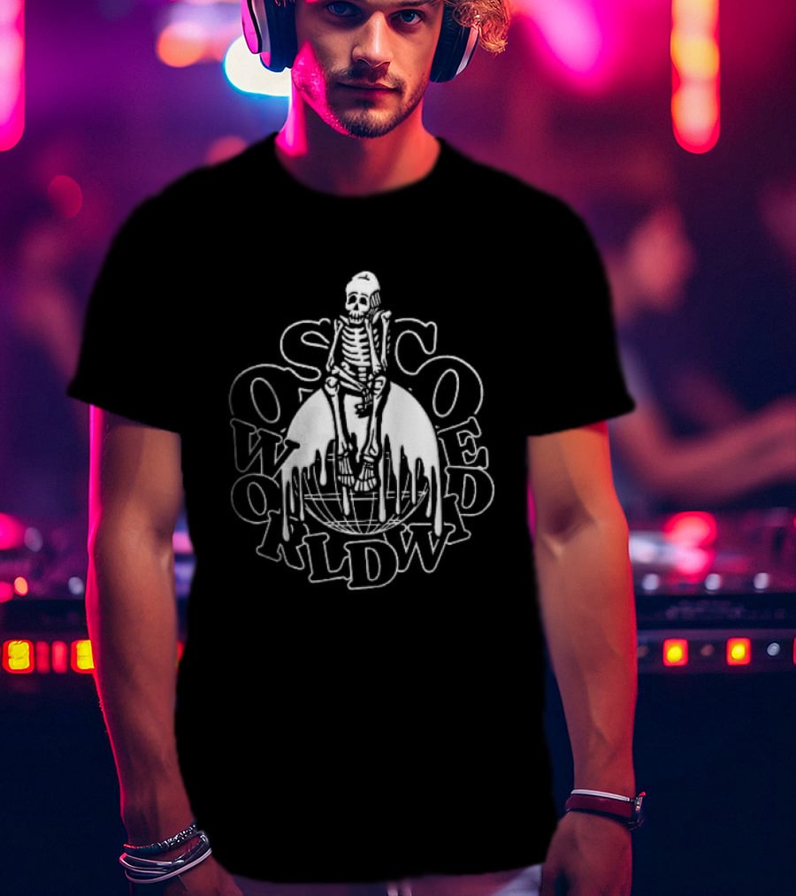 So So Coed Worldwide Skeleton On Dripping Globe KLDW T-Shirt