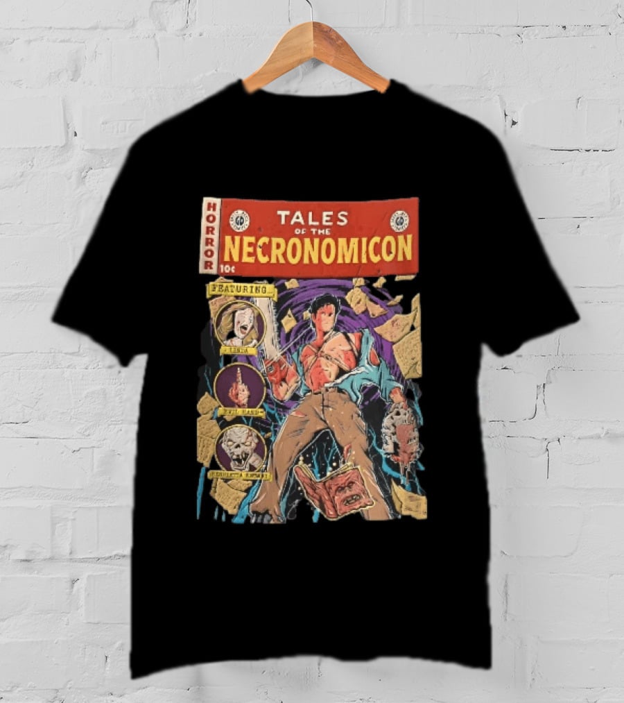 Tales Of The Necronomicon Horror Featuring Ash Williams Evil Dead Comic Book Bruce Campbell Linda Henrietta Knowby T-Shirt