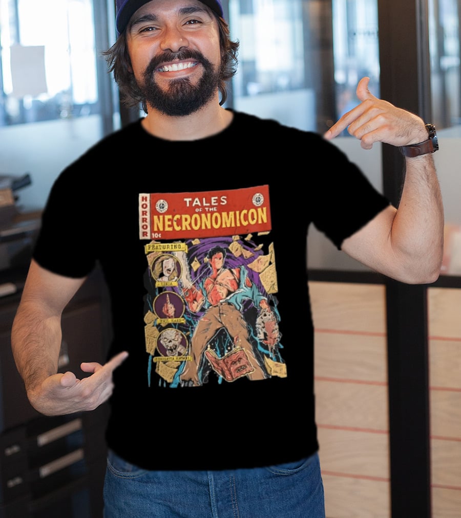 Tales Of The Necronomicon Horror Featuring Ash Williams Evil Dead Comic Book Bruce Campbell Linda Henrietta Knowby T-Shirt
