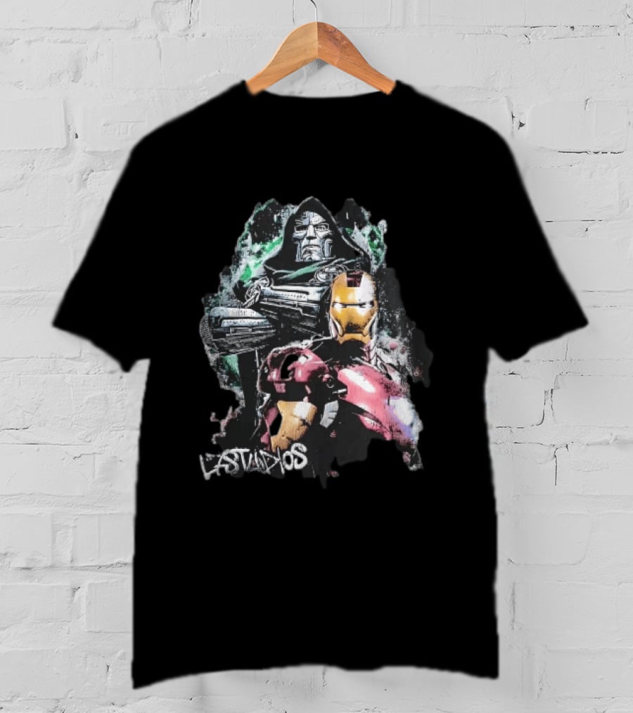 Lastudios Doctor Doom Iron Man Comic Book Dark Green Grunge T-Shirt
