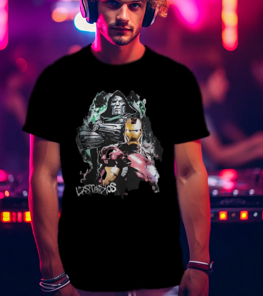 Lastudios Doctor Doom Iron Man Comic Book Dark Green Grunge T-Shirt