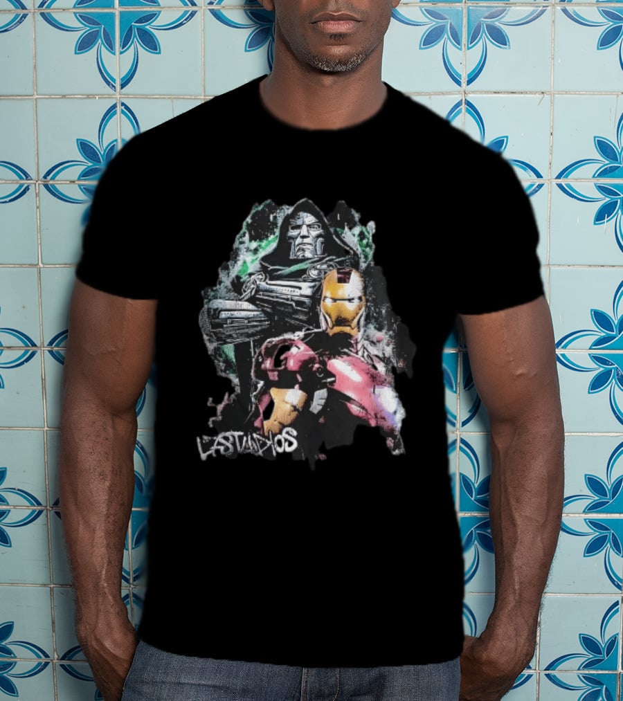 Lastudios Doctor Doom Iron Man Comic Book Dark Green Grunge T-Shirt