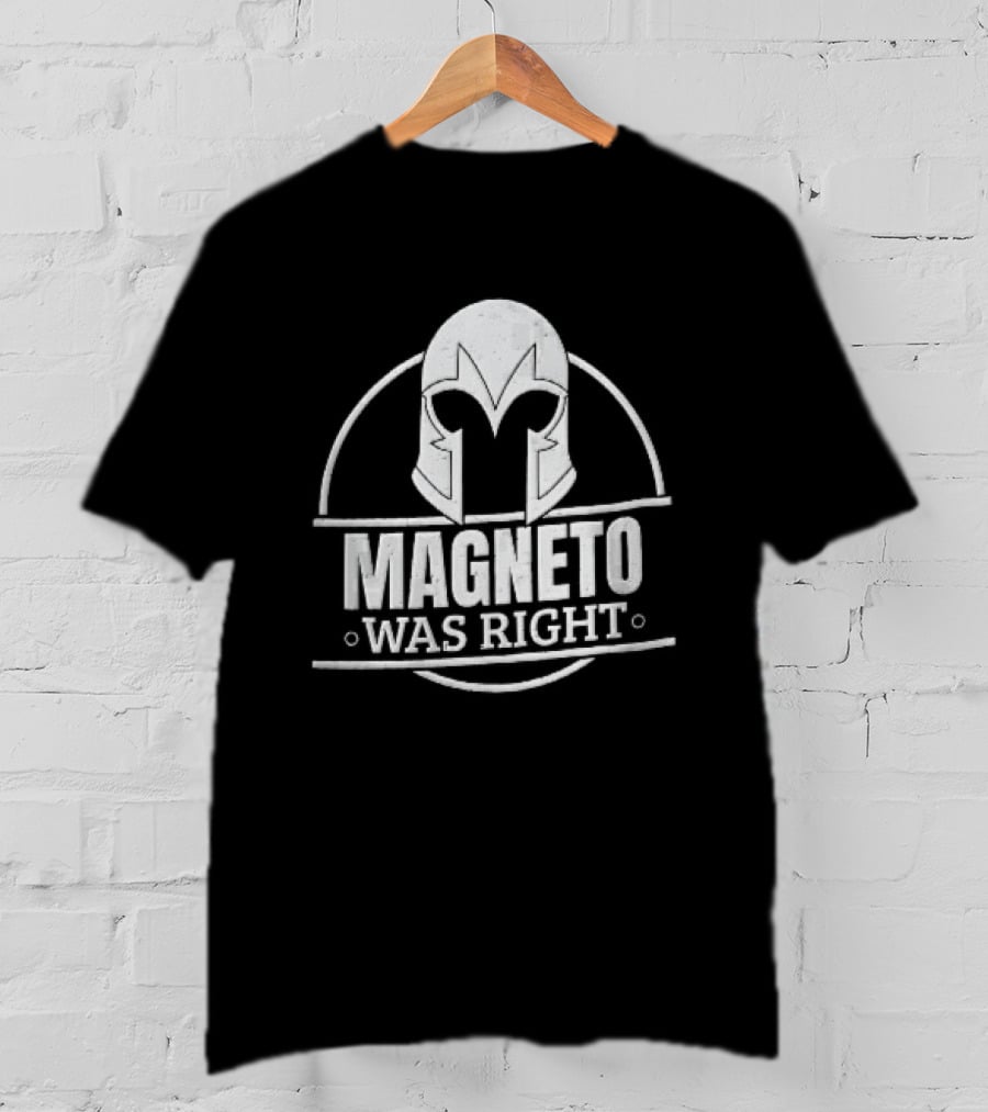 Magneto Was Right Helmet Circular Frame Distressed Grunge T-Shirt