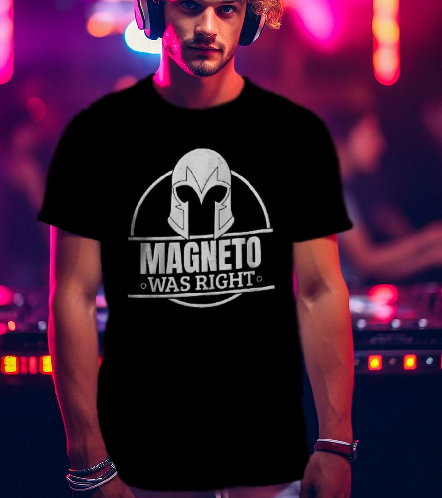 Magneto Was Right Helmet Circular Frame Distressed Grunge T-Shirt