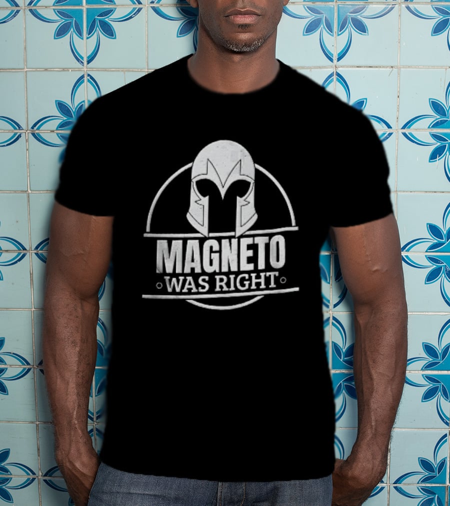 Magneto Was Right Helmet Circular Frame Distressed Grunge T-Shirt