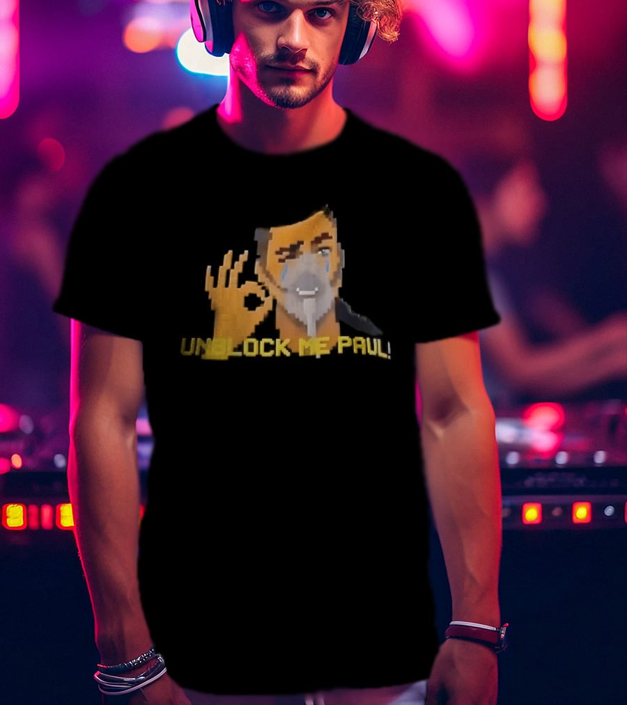Unblock Me Paul Pixel Art Crying Man OK Hand Gesture T-Shirt