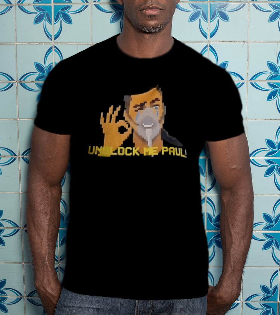 Unblock Me Paul Pixel Art Crying Man OK Hand Gesture T-Shirt