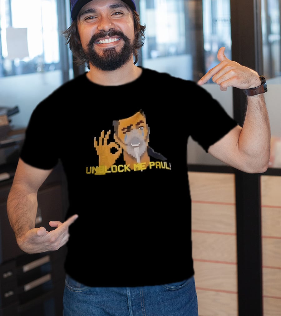 Unblock Me Paul Pixel Art Crying Man OK Hand Gesture T-Shirt