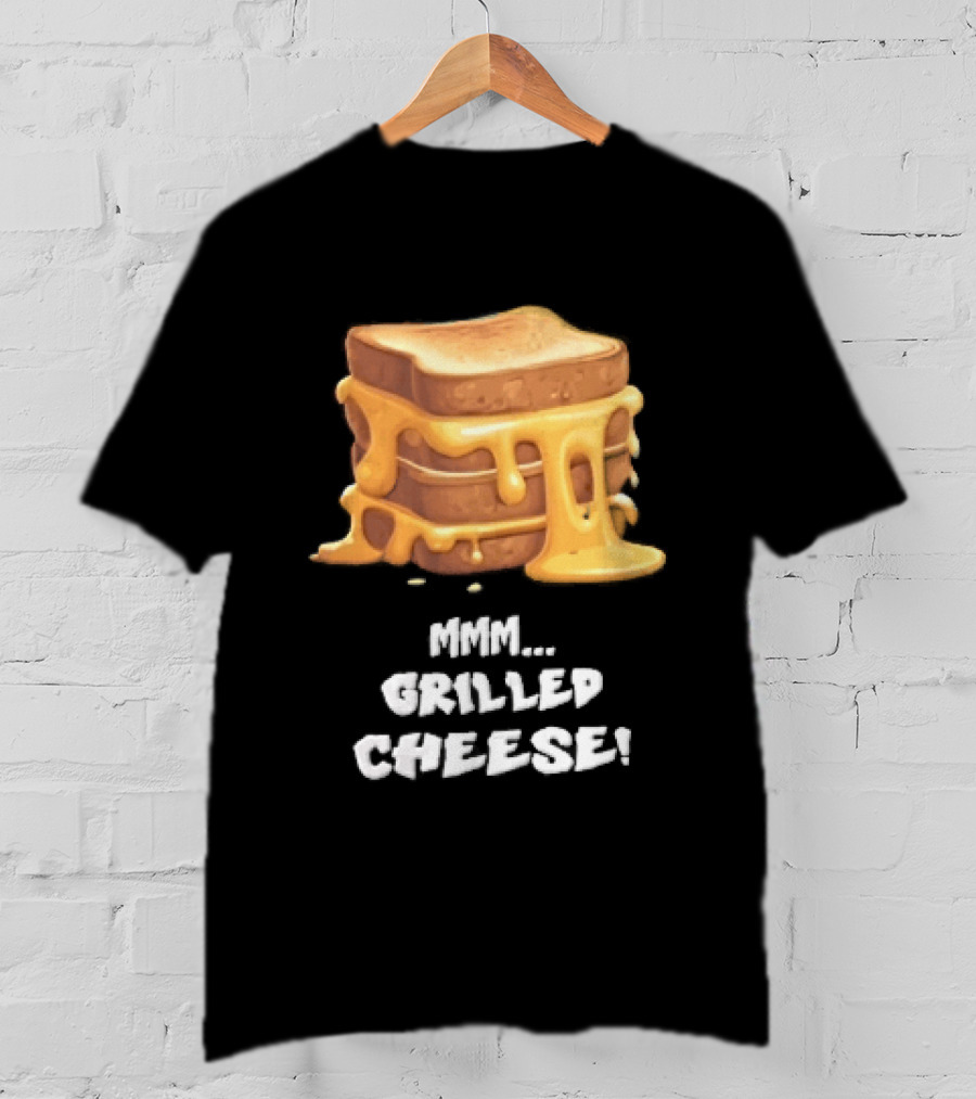 Mmm Grilled Cheese Melting Dripping Stacked Sandwiches Cartoon T-Shirt