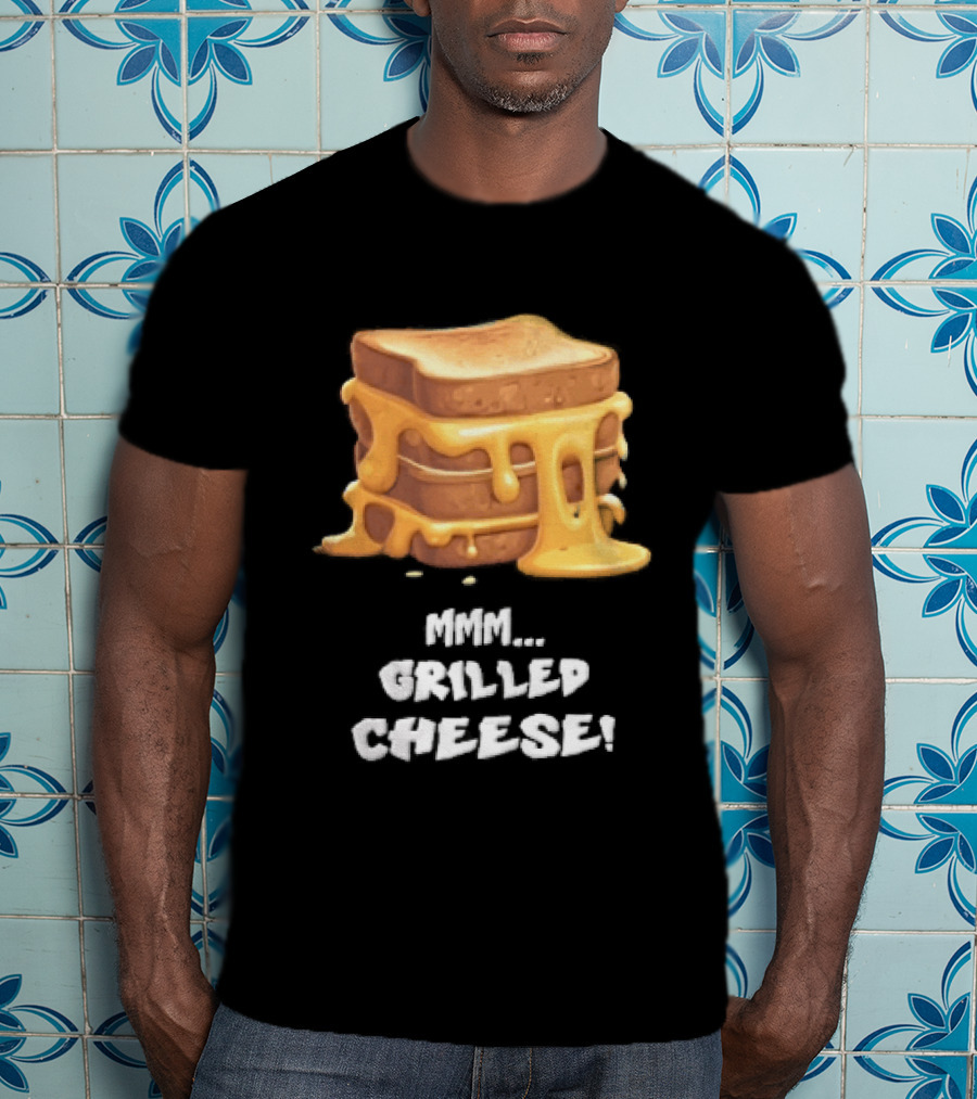 Mmm Grilled Cheese Melting Dripping Stacked Sandwiches Cartoon T-Shirt