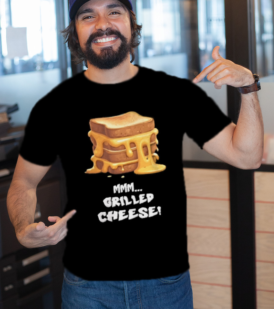 Mmm Grilled Cheese Melting Dripping Stacked Sandwiches Cartoon T-Shirt